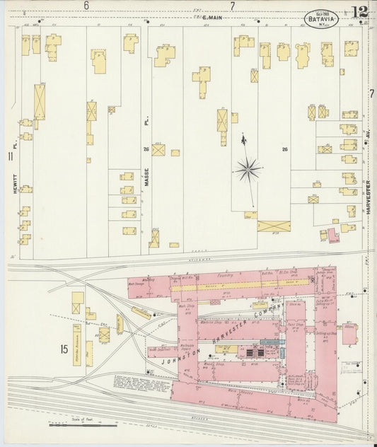 Sanborn Fire Insurance Map from Batavia, Genesee County, New York (1901), Sheet #0012 - Historic Sanborn Fire Insurance Map Print, vintage old map wall art, antique decor, genealogy gift, New York New York map