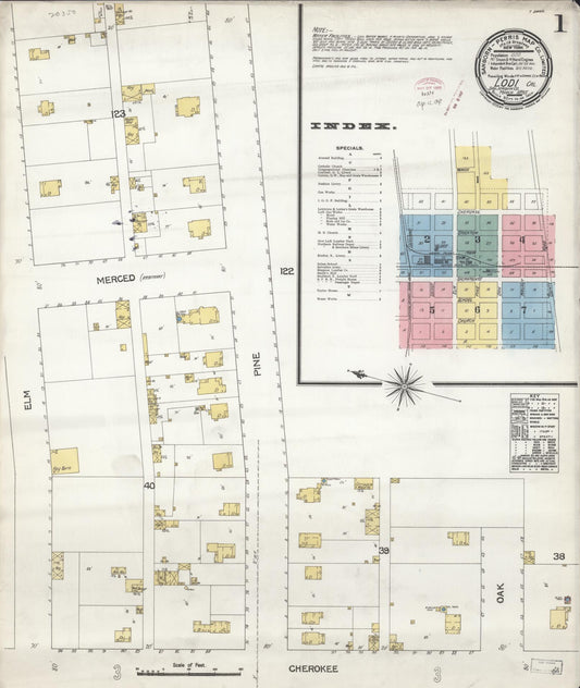 Sanborn Fire Insurance Map from Lodi, San Joaquin County, California (1895), Sheet #0001 - Historic Sanborn Fire Insurance Map Print, vintage old map wall art, antique decor, genealogy gift, California California map