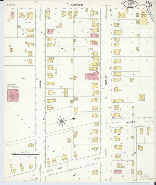 Sanborn Fire Insurance Map from Carey, Wyandot County, Ohio (1908), Sheet #0005 - Historic Sanborn Fire Insurance Map Print, vintage old map wall art, antique decor, genealogy gift, Ohio Ohio map