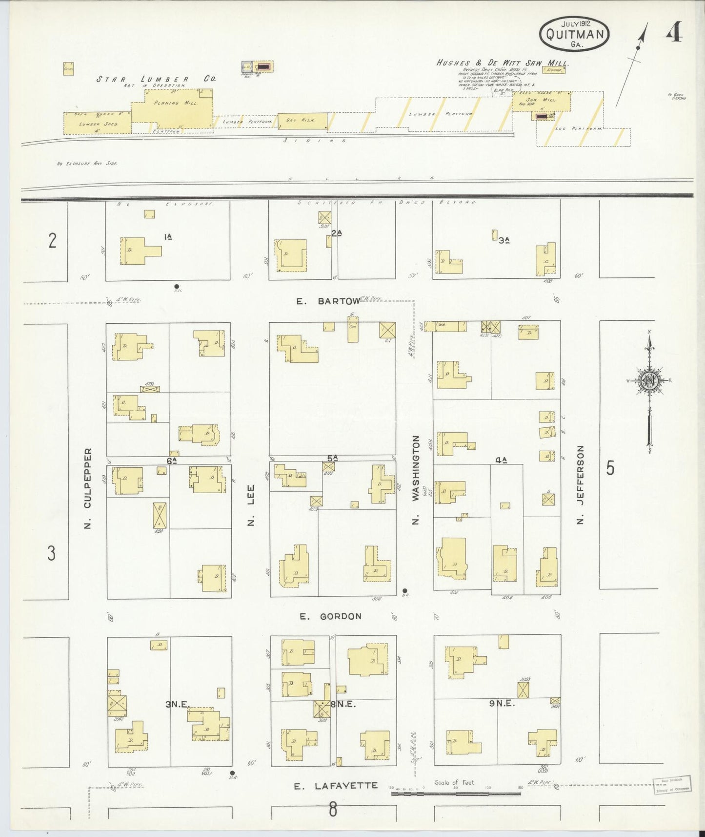 Sanborn Fire Insurance Map from Quitman, Brooks County, Georgia (1912), Sheet #0004 - Complete Map Set gallery image, historic Sanborn map, vintage wall art, Georgia Georgia
