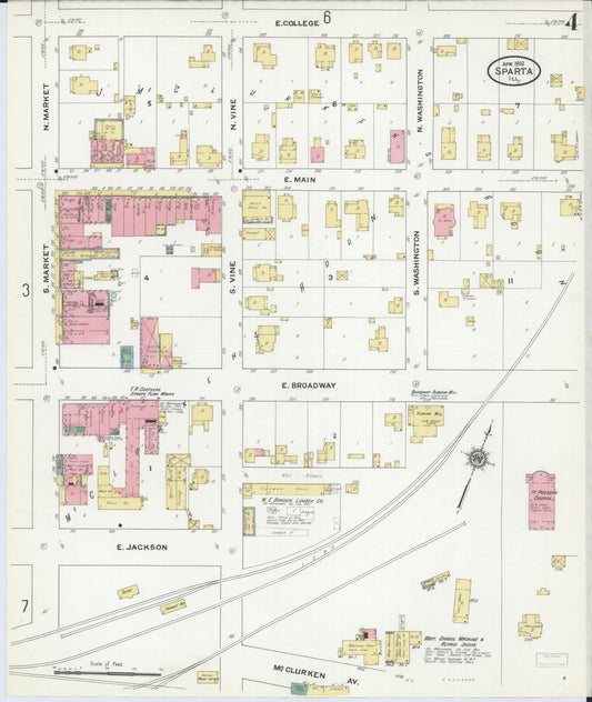 Sanborn Fire Insurance Map from Sparta, Randolph County, Illinois (1910), Sheet #0004 - Historic Sanborn Fire Insurance Map Print, vintage old map wall art, antique decor, genealogy gift, Illinois Illinois map