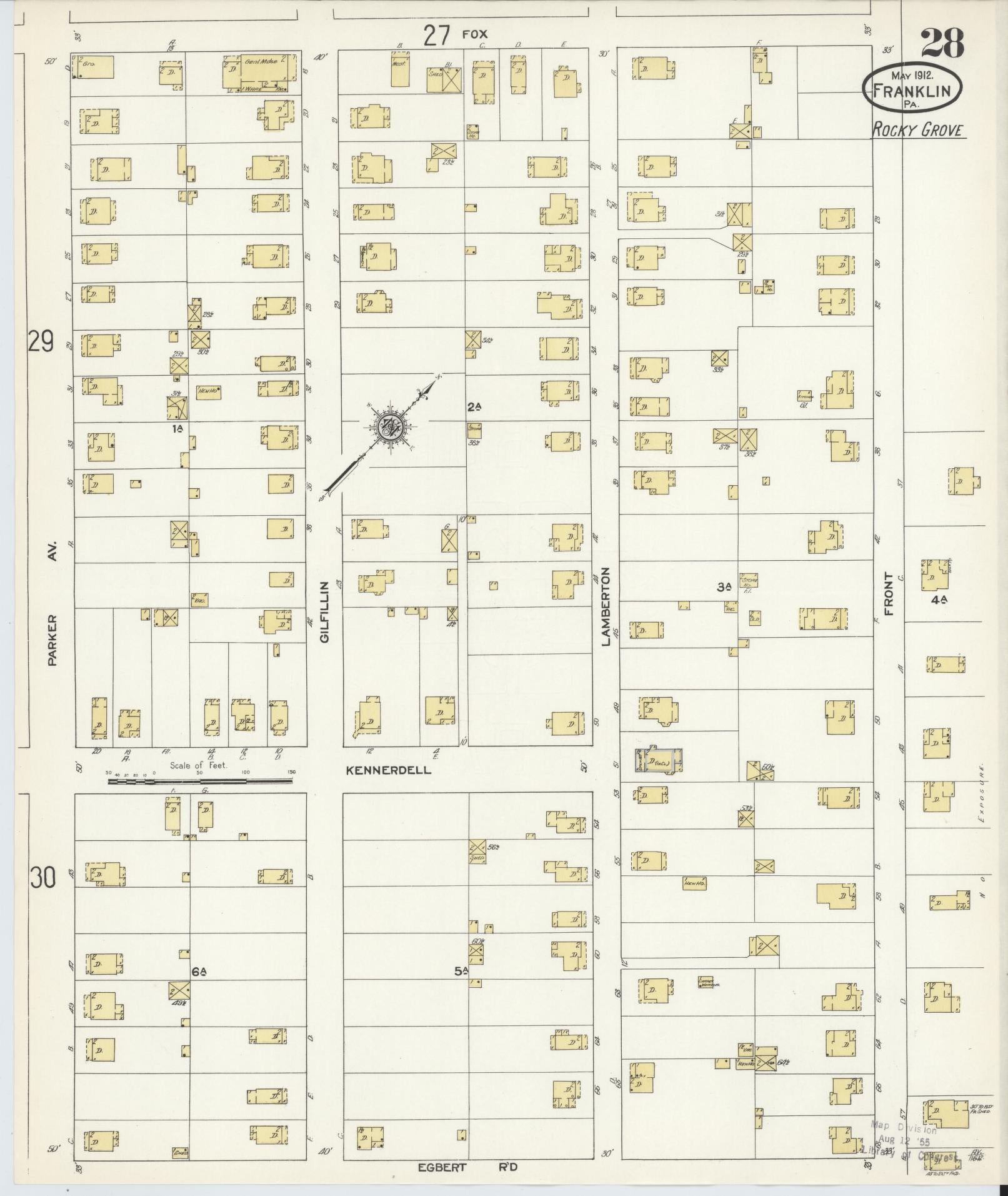 Sanborn Fire Insurance Map from Franklin, Venango County, Pennsylvania (1912), Sheet #0028 - Complete Map Set gallery image, historic Sanborn map, vintage wall art, Pennsylvania Pennsylvania