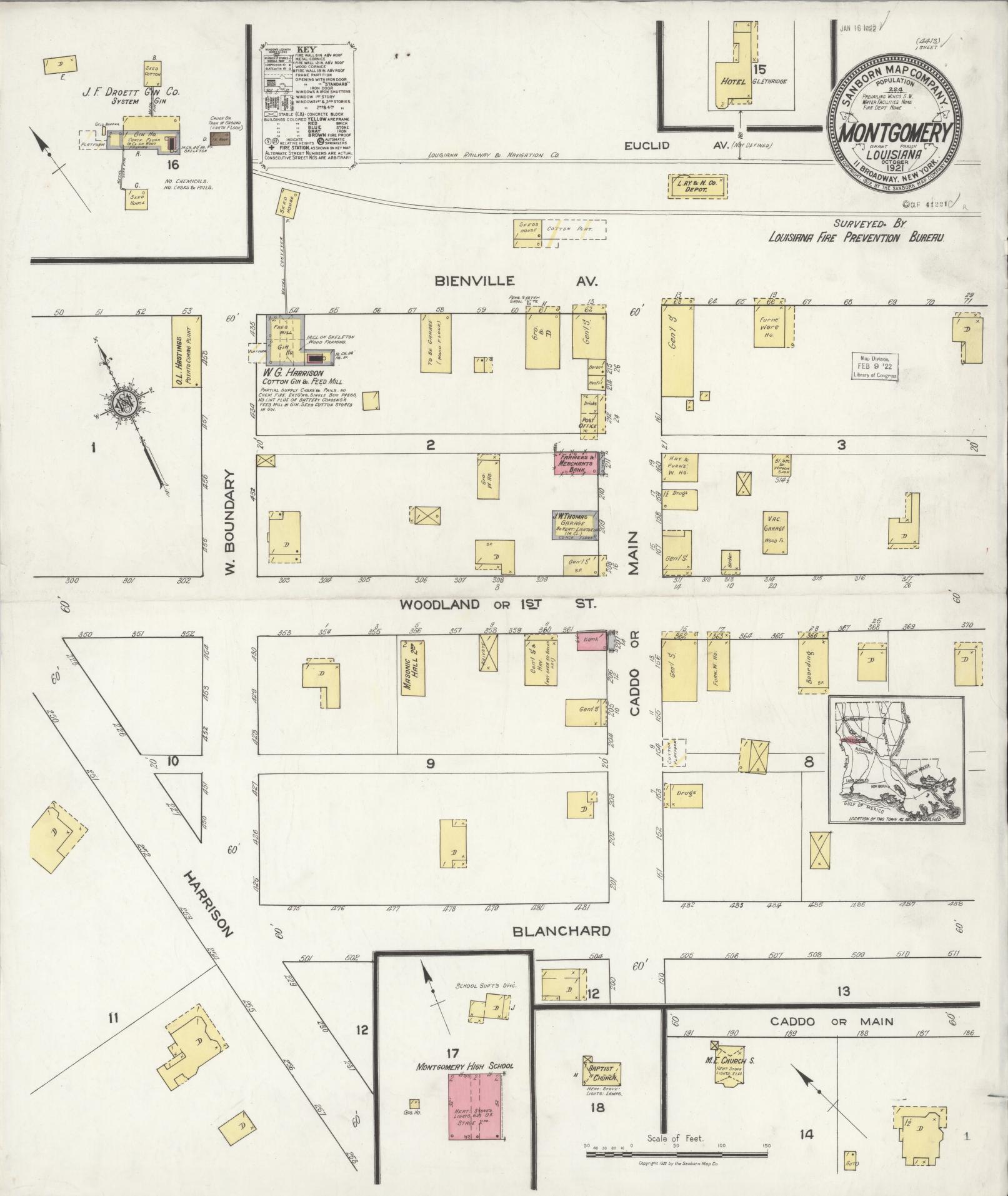 Sanborn Fire Insurance Map from Montgomery, Grant Parish, Louisiana. (1921) – Historic Sanborn Fire Insurance Map Print