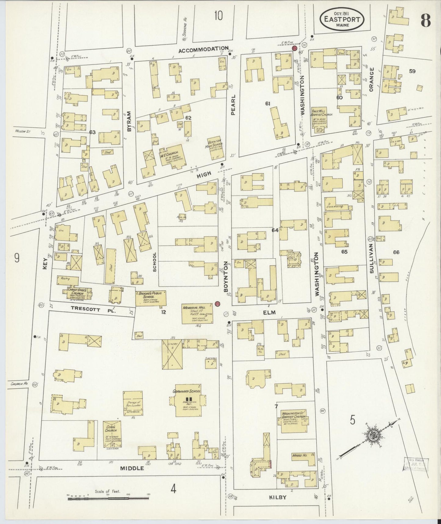 Sanborn Fire Insurance Map from Eastport, Washington County, Maine (1911), Sheet #0008 - Complete Map Set gallery image, historic Sanborn map, vintage wall art, Maine Maine