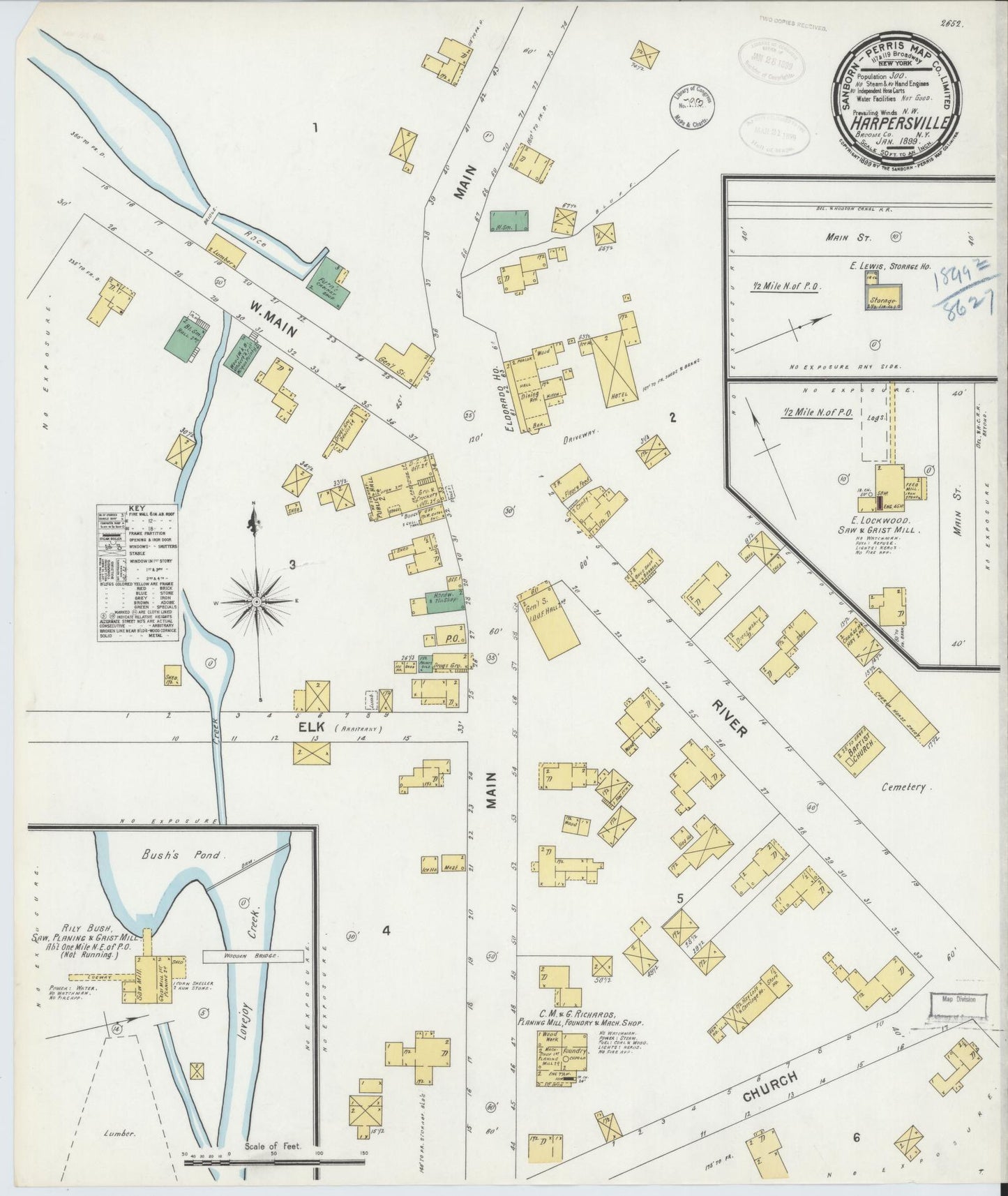 Sanborn Fire Insurance Map from Harpursville, Broome County, New York. (1899) – Historic Sanborn Fire Insurance Map Print