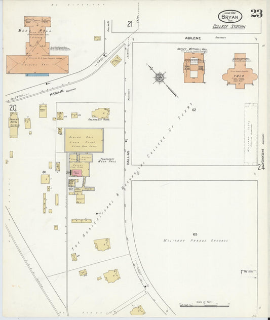 Sanborn Fire Insurance Map from Bryan, Brazos County, Texas (1912), Sheet #0023 - Historic Sanborn Fire Insurance Map Print, vintage old map wall art, antique decor, genealogy gift, Texas Texas map