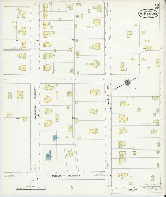 Sanborn Fire Insurance Map from Mount Pleasant, Maury County, Tennessee (1910), Sheet #0002 - Historic Sanborn Fire Insurance Map Print, vintage old map wall art, antique decor, genealogy gift, Tennessee Tennessee map