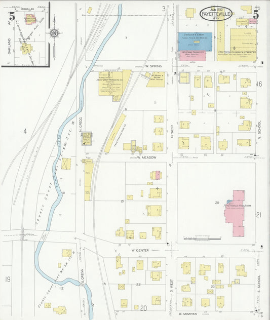 Sanborn Fire Insurance Map from Fayetteville, Washington County, Arkansas (1930), Sheet #0005 - Historic Sanborn Fire Insurance Map Print, vintage old map wall art, antique decor, genealogy gift, Arkansas Arkansas map
