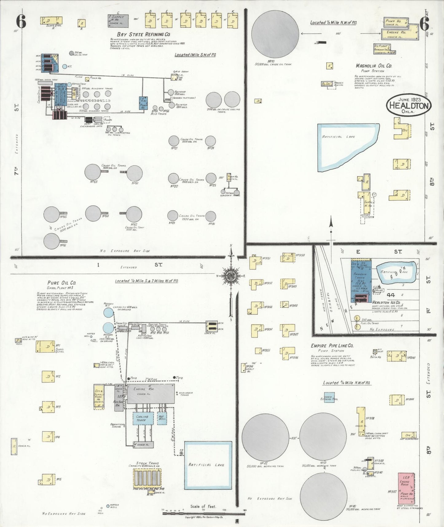 Sanborn Fire Insurance Map from Healdton, Carter County, Oklahoma (1923), Sheet #0006 - Historic Sanborn Fire Insurance Map Print, vintage old map wall art, antique decor, genealogy gift, Oklahoma Oklahoma map