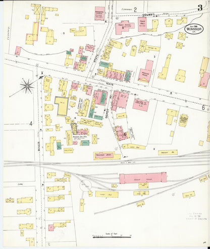 Sanborn Fire Insurance Map from Windsor, Windsor County, Vermont (1906), Sheet #0003 - Complete Map Set gallery image, historic Sanborn map, vintage wall art, Vermont Vermont