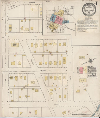 Sanborn Fire Insurance Map from Plentywood, Sheridan County, Montana (1929), Sheet #0001 - Complete Map Set gallery image, historic Sanborn map, vintage wall art, Montana Montana