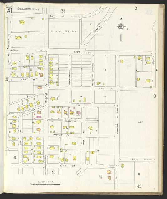 Sanborn Fire Insurance Map from Anniston, Calhoun County, Alabama (1925), Sheet #0041 - Historic Sanborn Fire Insurance Map Print, vintage old map wall art, antique decor, genealogy gift, Alabama Alabama map
