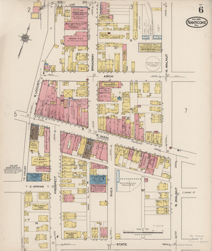 Sanborn Fire Insurance Map from Nanticoke, Luzerne County, Pennsylvania (1920), Sheet #0006 - Historic Sanborn Fire Insurance Map Print, vintage old map wall art, antique decor, genealogy gift, Pennsylvania Pennsylvania map