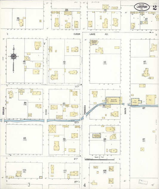 Sanborn Fire Insurance Map from Lakeport, Lake County, California (1911), Sheet #0002 - Historic Sanborn Fire Insurance Map Print, vintage old map wall art, antique decor, genealogy gift, California California map