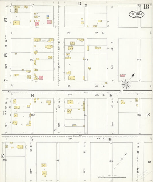 Sanborn Fire Insurance Map from Billings, Yellowstone County, Montana (1903), Sheet #0018 - Historic Sanborn Fire Insurance Map Print, vintage old map wall art, antique decor, genealogy gift, Montana Montana map
