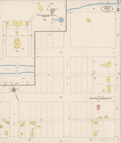 Sanborn Fire Insurance Map from Merced, Merced County, California (1922), Sheet #0002 - Historic Sanborn Fire Insurance Map Print, vintage old map wall art, antique decor, genealogy gift, California California map
