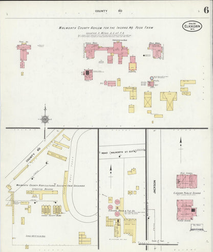 Sanborn Fire Insurance Map from Elkhorn, Walworth County, Wisconsin (1911), Sheet #0006 - Complete Map Set gallery image, historic Sanborn map, vintage wall art, Wisconsin Wisconsin