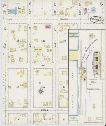 Sanborn Fire Insurance Map from Fernandina, Nassau County, Florida (1891), Sheet #0005 - Complete Map Set gallery image, historic Sanborn map, vintage wall art, Florida Florida