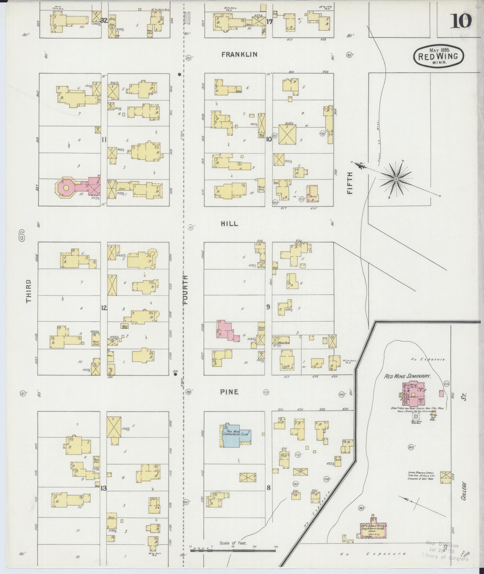 Sanborn Fire Insurance Map from Red Wing, Goodhue County, Minnesota (1895), Sheet #0010 - Complete Map Set gallery image, historic Sanborn map, vintage wall art, Minnesota Minnesota