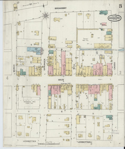 Sanborn Fire Insurance Map from Ardmore, Carter County, Oklahoma (1894), Sheet #0003 - Complete Map Set gallery image, historic Sanborn map, vintage wall art, Oklahoma Oklahoma