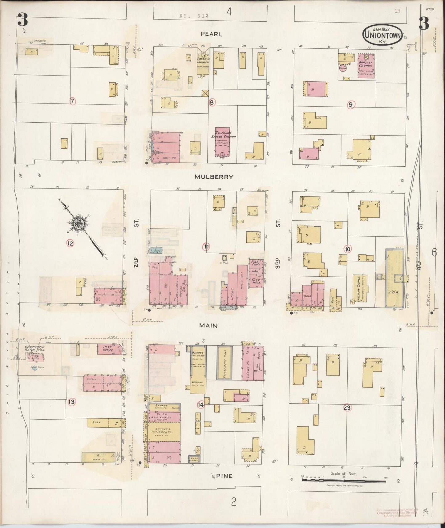Sanborn Fire Insurance Map from Uniontown, Union County, Kentucky (1939), Sheet #0003 - Complete Map Set gallery image, historic Sanborn map, vintage wall art, Kentucky Kentucky