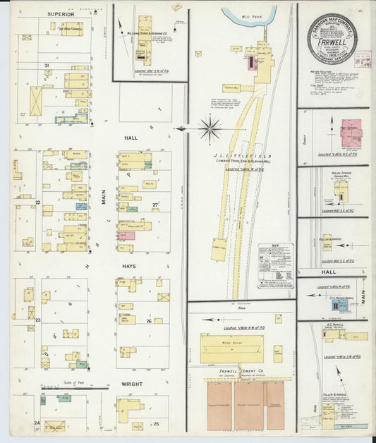 Sanborn Fire Insurance Map from Farwell, Clare County, Michigan (1908), Sheet #0001 - Historic Sanborn Fire Insurance Map Print, vintage old map wall art, antique decor, genealogy gift, Michigan Michigan map