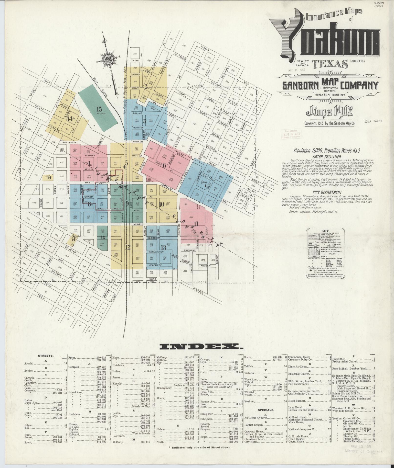 Sanborn Fire Insurance Map from Yoakum, De Witt And Lavaca Counties, Texas. (1912) – Historic Sanborn Fire Insurance Map Print