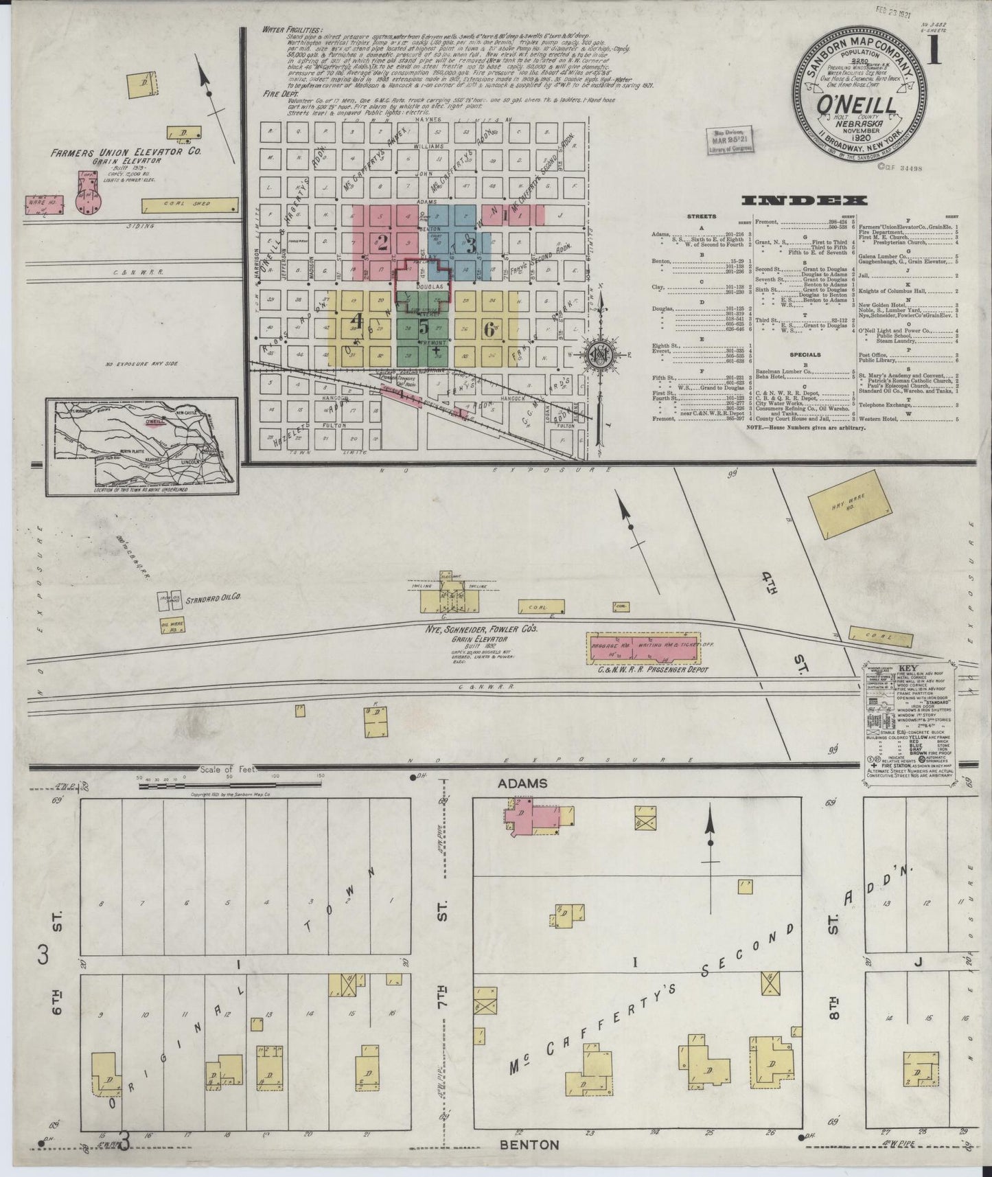 Sanborn Fire Insurance Map from O'Neill, Holt County, Nebraska. (1920) – Historic Sanborn Fire Insurance Map Print