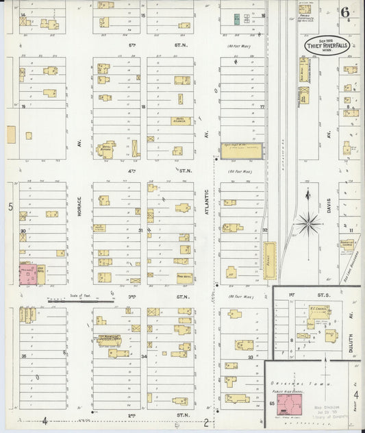 Sanborn Fire Insurance Map from Thief River Falls, Pennington County, Minnesota (1906), Sheet #0006 - Historic Sanborn Fire Insurance Map Print, vintage old map wall art, antique decor, genealogy gift, Minnesota Minnesota map