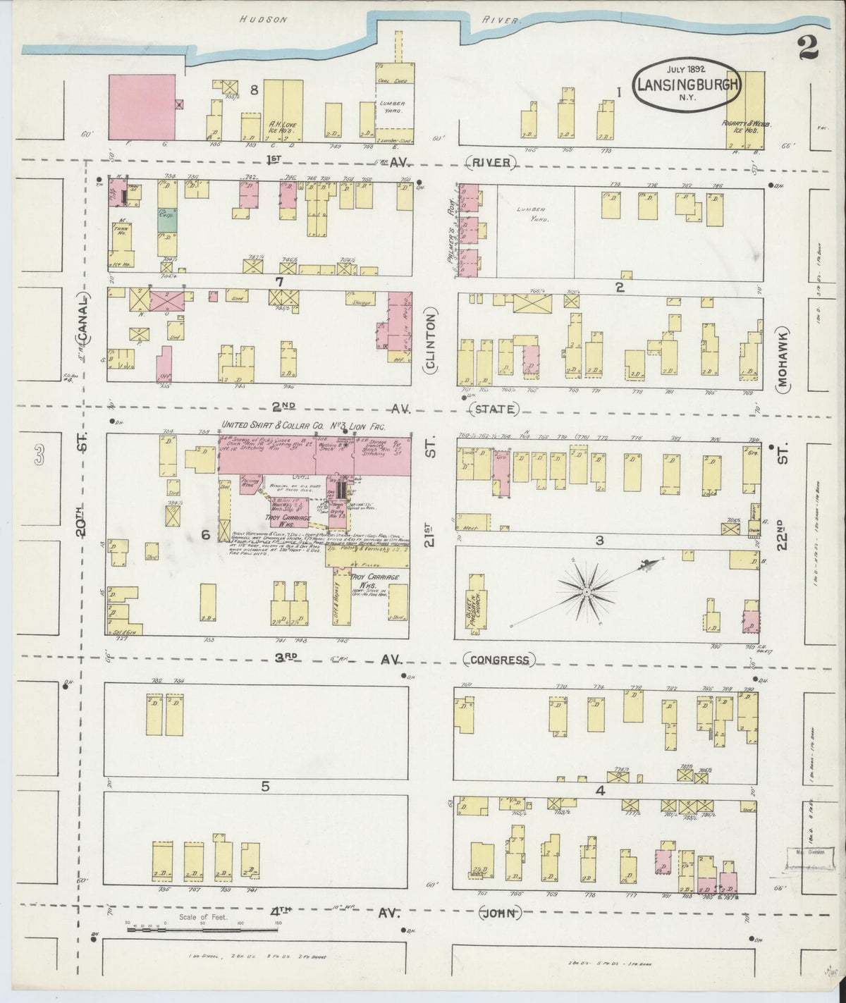 Sanborn Fire Insurance Map from Lansingburg, Rensselaer County, New York (1892), Sheet #0002 - Complete Map Set gallery image, historic Sanborn map, vintage wall art, New York New York