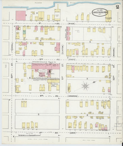 Sanborn Fire Insurance Map from Lansingburg, Rensselaer County, New York (1892), Sheet #0002 - Complete Map Set gallery image, historic Sanborn map, vintage wall art, New York New York