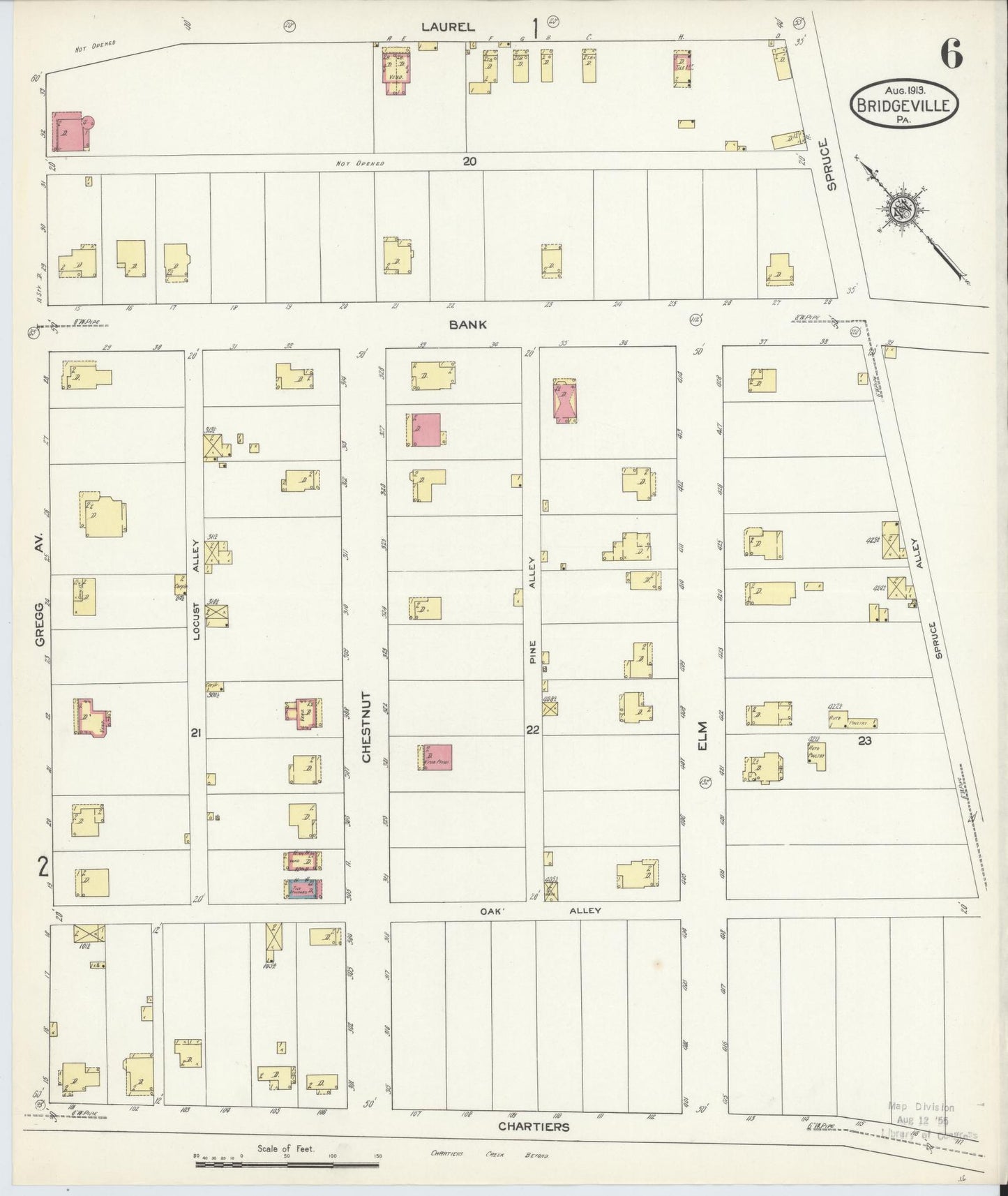 Sanborn Fire Insurance Map from Bridgeville, Allegheny County, Pennsylvania (1913), Sheet #0006 - Historic Sanborn Fire Insurance Map Print, vintage old map wall art, antique decor, genealogy gift, Pennsylvania Pennsylvania map