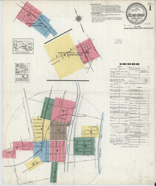 Sanborn Fire Insurance Map from Selins Grove, Snyder County, Pennsylvania (1921), Sheet #0001 - Historic Sanborn Fire Insurance Map Print, vintage old map wall art, antique decor, genealogy gift, Pennsylvania Pennsylvania map