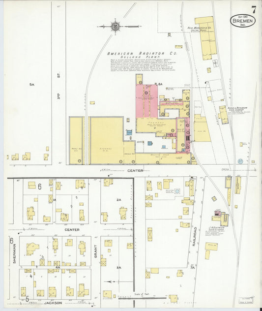 Sanborn Fire Insurance Map from Bremen, Marshall County, Indiana (1910), Sheet #0007 - Historic Sanborn Fire Insurance Map Print, vintage old map wall art, antique decor, genealogy gift, Indiana Indiana map
