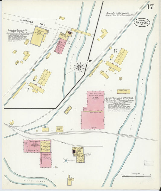 Sanborn Fire Insurance Map from Richmond, Madison County, Kentucky (1907), Sheet #0017 - Historic Sanborn Fire Insurance Map Print, vintage old map wall art, antique decor, genealogy gift, Kentucky Kentucky map