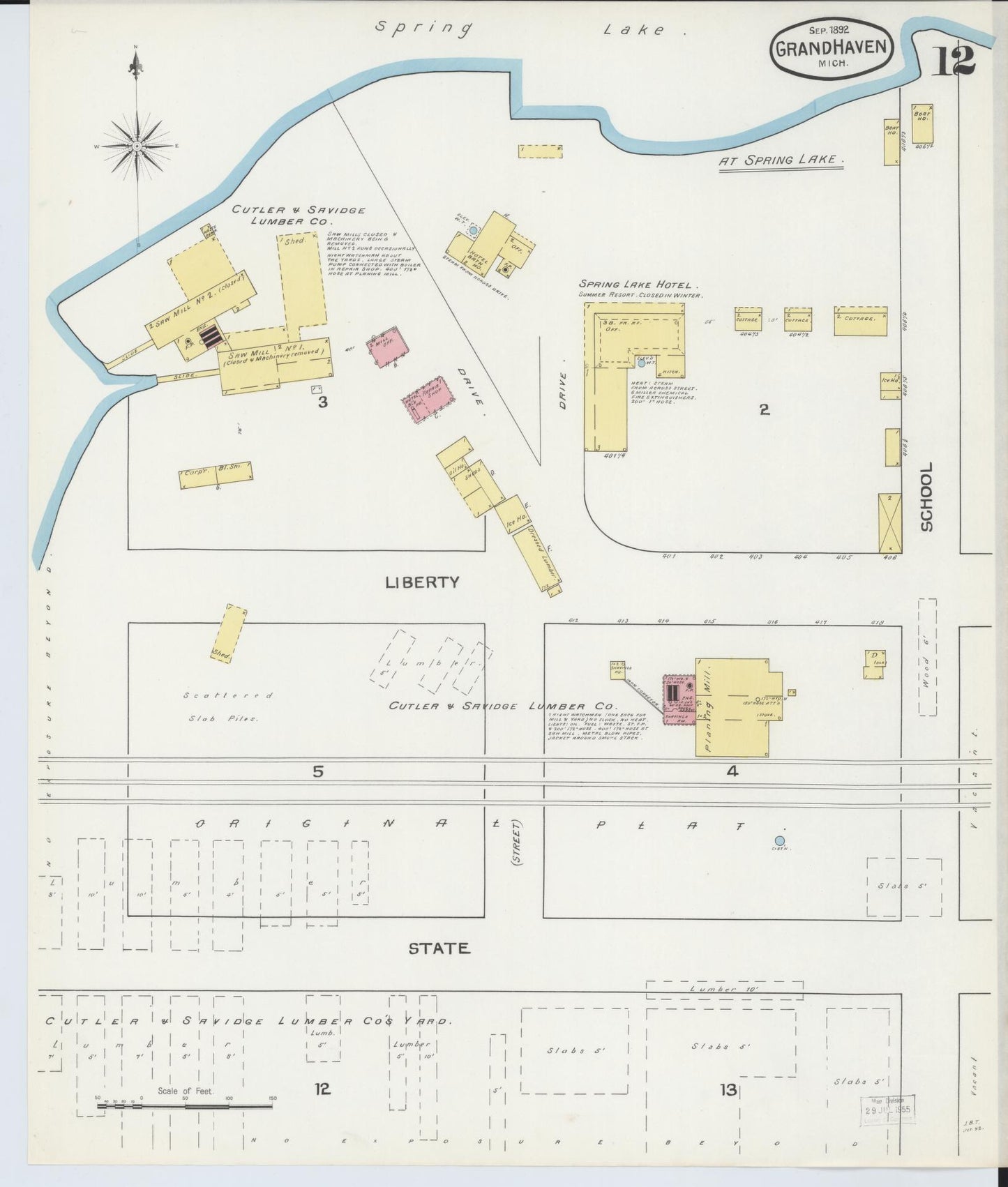 Sanborn Fire Insurance Map from Grand Haven, Ottawa County, Michigan (1892), Sheet #0012 - Complete Map Set gallery image, historic Sanborn map, vintage wall art, Michigan Michigan