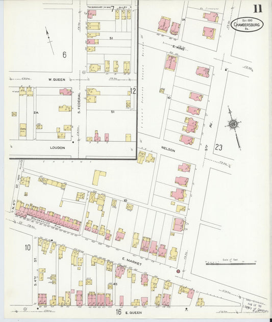 Sanborn Fire Insurance Map from Chambersburg, Franklin County, Pennsylvania (1910), Sheet #0011 - Historic Sanborn Fire Insurance Map Print, vintage old map wall art, antique decor, genealogy gift, Pennsylvania Pennsylvania map