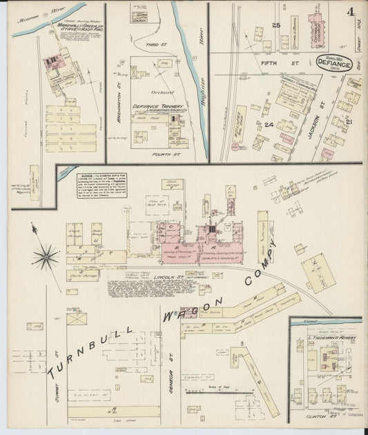 Sanborn Fire Insurance Map from Defiance, Defiance County, Ohio (1884), Sheet #0004 - Historic Sanborn Fire Insurance Map Print, vintage old map wall art, antique decor, genealogy gift, Ohio Ohio map