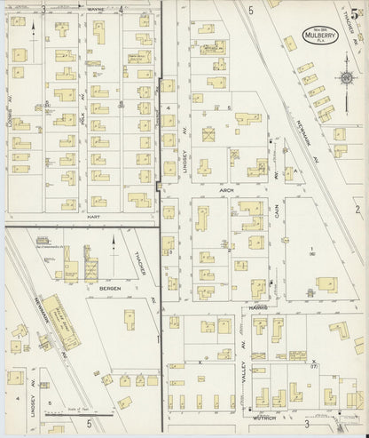 Sanborn Fire Insurance Map from Mulberry, Polk County, Florida (1914), Sheet #0005 - Complete Map Set gallery image, historic Sanborn map, vintage wall art, Florida Florida