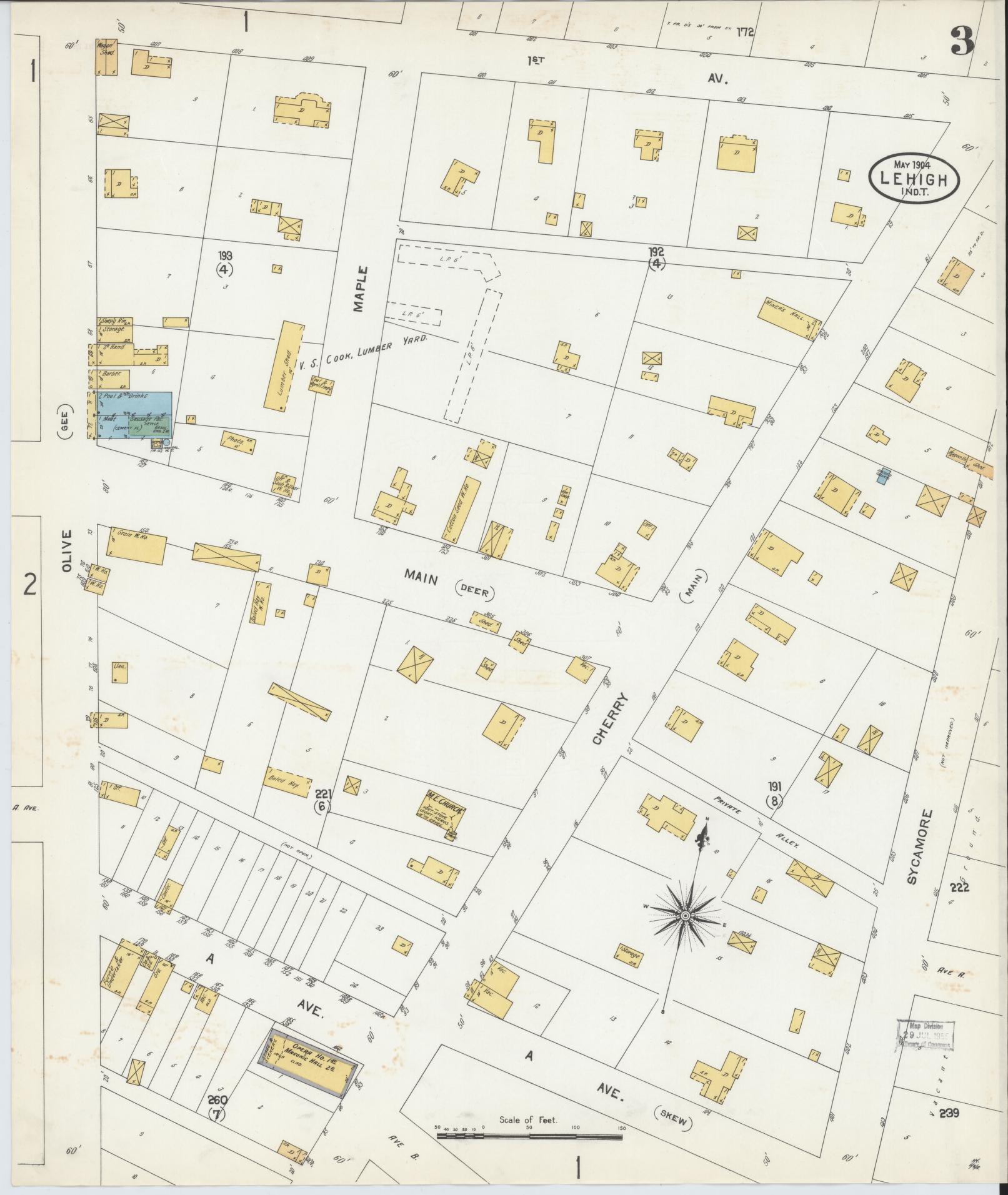 Sanborn Fire Insurance Map from Lehigh, Coal County, Oklahoma (1904), Sheet #0003 - Historic Sanborn Fire Insurance Map Print, vintage old map wall art, antique decor, genealogy gift, Oklahoma Oklahoma map