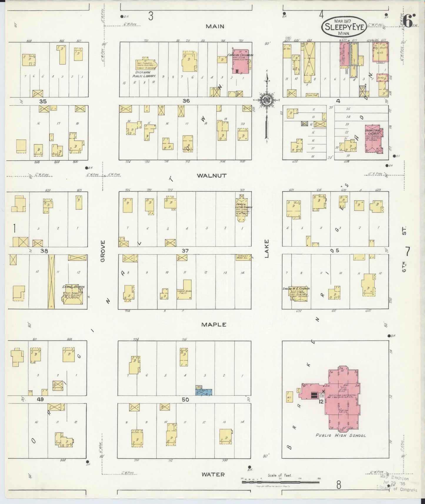 Sanborn Fire Insurance Map from Sleepy Eye, Brown County, Minnesota (1917), Sheet #0006 - Complete Map Set gallery image, historic Sanborn map, vintage wall art, Minnesota Minnesota