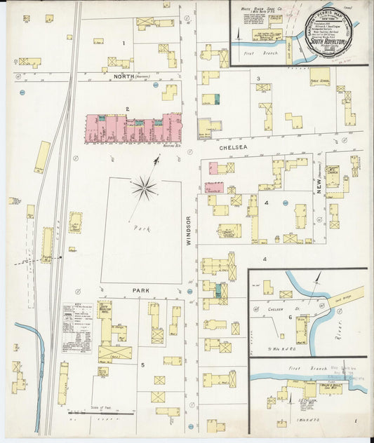 Sanborn Fire Insurance Map from South Royalton, Windsor County, Vermont (1894), Sheet #0001 - Historic Sanborn Fire Insurance Map Print, vintage old map wall art, antique decor, genealogy gift, Vermont Vermont map