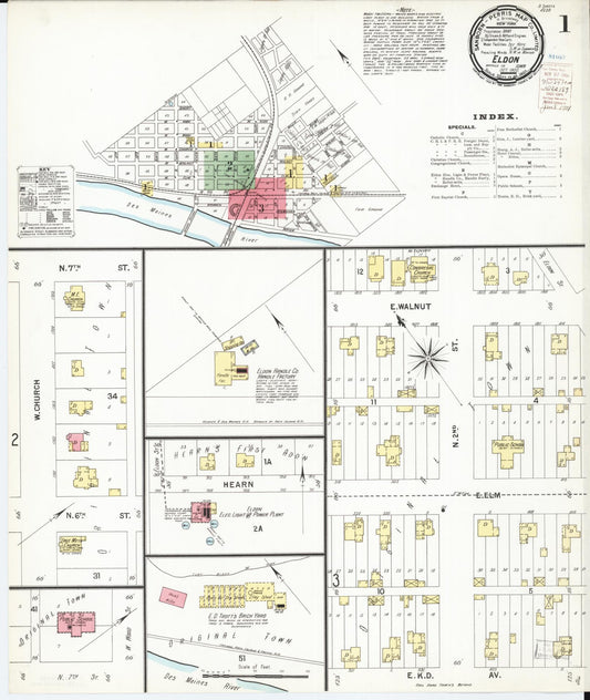 Sanborn Fire Insurance Map from Eldon, Wapello County, Iowa (1900), Sheet #0001 - Historic Sanborn Fire Insurance Map Print, vintage old map wall art