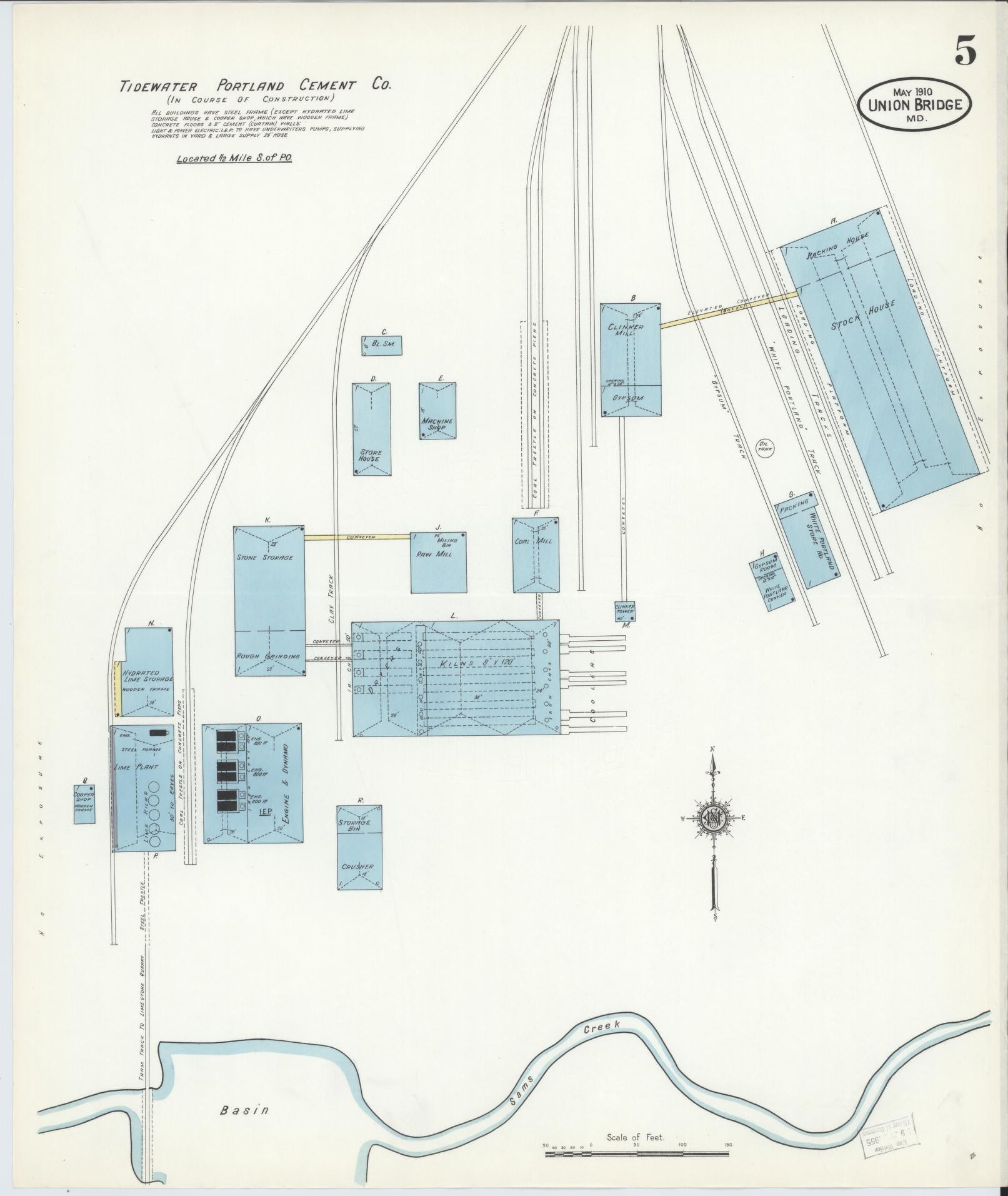Sanborn Fire Insurance Map from Union Bridge, Carroll County, Maryland (1910), Sheet #0005 - Historic Sanborn Fire Insurance Map Print, vintage old map wall art, antique decor, genealogy gift, Maryland Maryland map