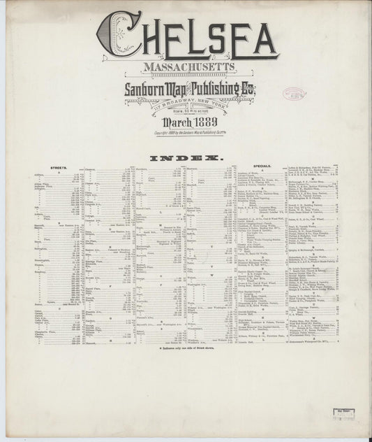 Sanborn Fire Insurance Map from Chelsea, Suffolk County, Massachusetts. (1889) – Historic Sanborn Fire Insurance Map Print