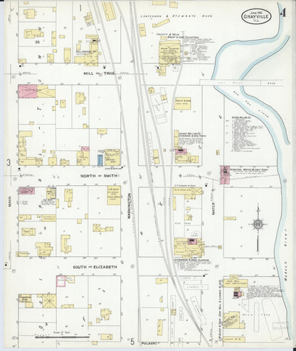Sanborn Fire Insurance Map from Grayville, White And Edwards Counties, Illinois (1910), Sheet #0004 - Complete Map Set gallery image, historic Sanborn map, vintage wall art, Illinois Illinois