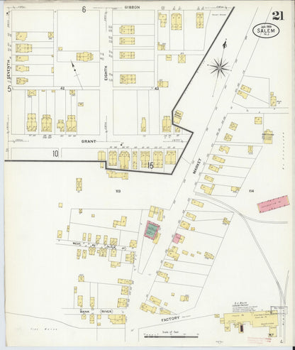 Sanborn Fire Insurance Map from Salem, Salem County, New Jersey (1909), Sheet #0021 - Complete Map Set gallery image, historic Sanborn map, vintage wall art, New Jersey New Jersey