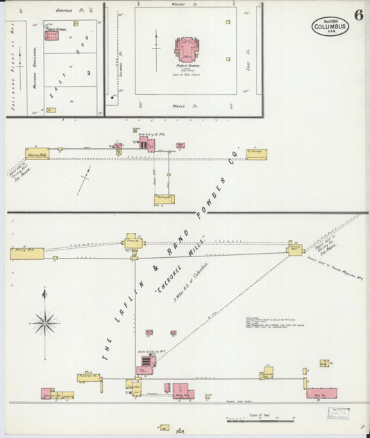 Sanborn Fire Insurance Map from Columbus, Cherokee County, Kansas (1899), Sheet #0006 - Historic Sanborn Fire Insurance Map Print, vintage old map wall art, antique decor, genealogy gift, Kansas Kansas map