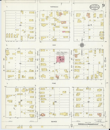 Sanborn Fire Insurance Map from Brainerd, Crow Wing County, Minnesota (1913), Sheet #0009 - Complete Map Set gallery image, historic Sanborn map, vintage wall art, Minnesota Minnesota
