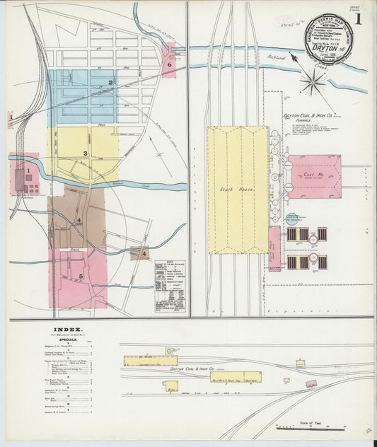 Sanborn Fire Insurance Map from Dayton, Rhea County, Tennessee (1891), Sheet #0001 - Complete Map Set gallery image, historic Sanborn map, vintage wall art, Tennessee Tennessee